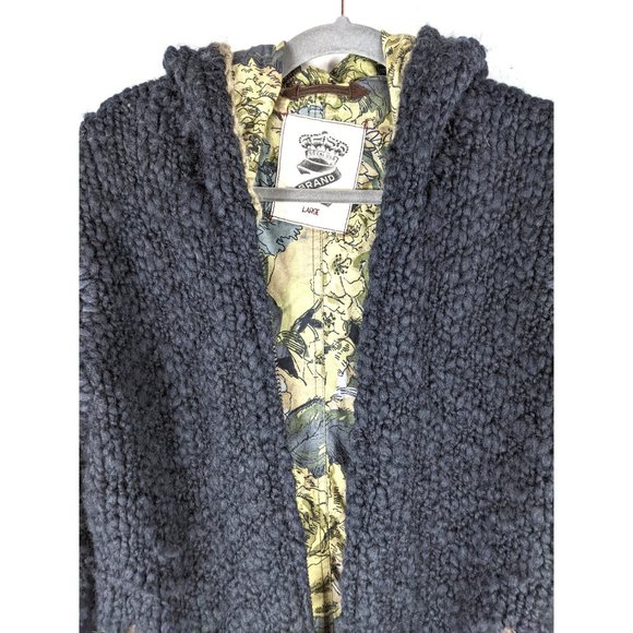 So Cal Brand blue chunky wool hoodie sweater cardigan jacket - Picture 4 of 4